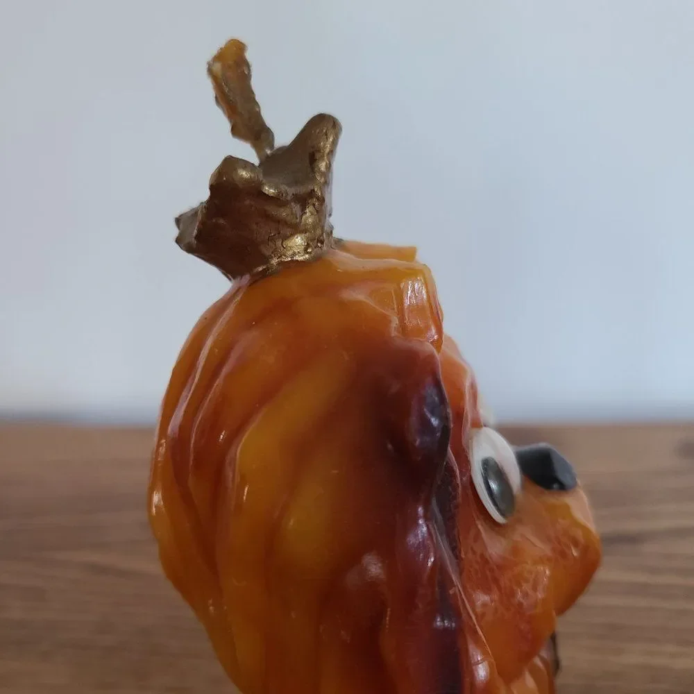 Vintage Lion Novelty Wax Candle - LION WITH CROWN & BIG EYES - Vintage Rare